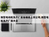 微型电动机生产厂家有哪些上市公司,微型电机生产厂商大全